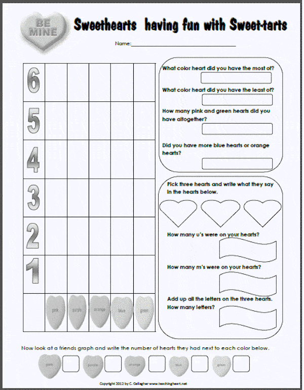 Need a valentine heart candy graph printable for your next classroom Valentine's Day?  This will make your planning for your Valentine's party much easier!