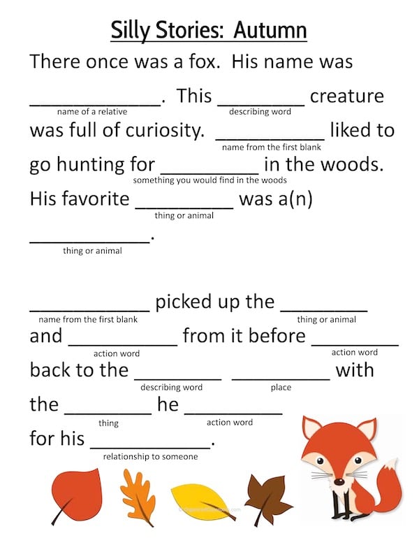 Celebrate fall with this super fun silly fill-in-the-blank stories template made just for the season! Enjoy!