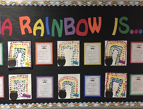 St. Patrick’s Day bulletin boards are fun for the students and teachers too. All the green, leprechauns, and rainbows, really brightens up your classroom.