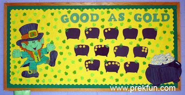 St. Patrick’s Day bulletin boards are fun for the students and teachers too. All the green, leprechauns, and rainbows, really brightens up your classroom.