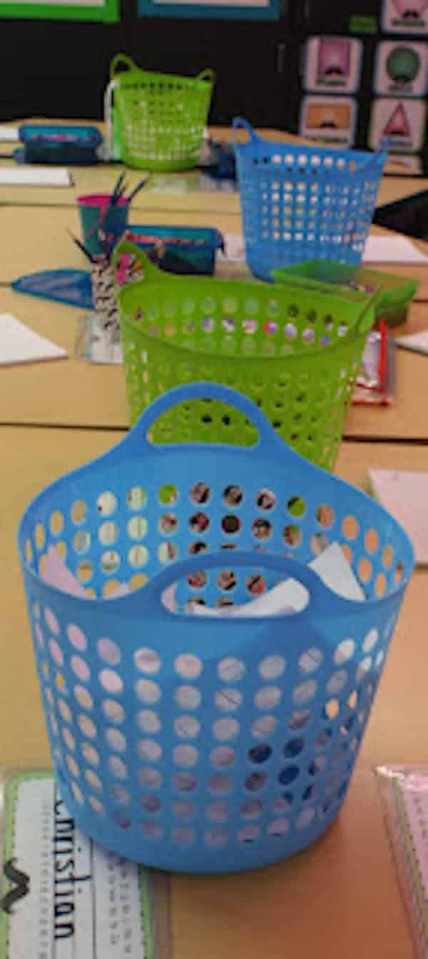 Tips for using Baskets To Battle A Paper Mess in a Kindergarten Classroom!