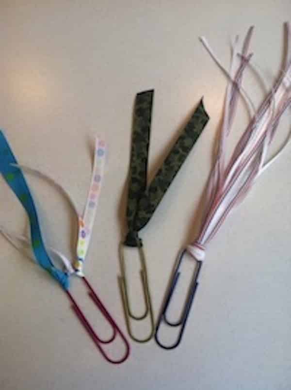 I decided to create a super easy and inexpensive bookmark made from jumbo paperclips and ribbon! So inexpensive you can even do a full class set! Enjoy!