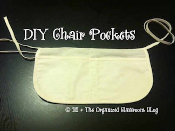 Chair pockets are a perfect way to get extra storage in the classroom.  Even if you are not crafty, I bet you can still make these classroom DIY projects.