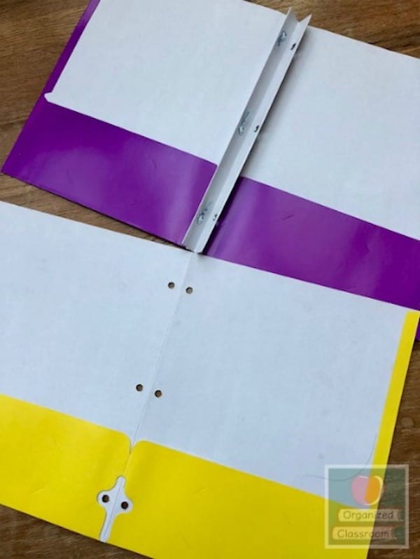 Super quick idea today! DIY multipocket folders from two 2-pocket folders with brads without needing staples, tape, binding machines, or anything else!