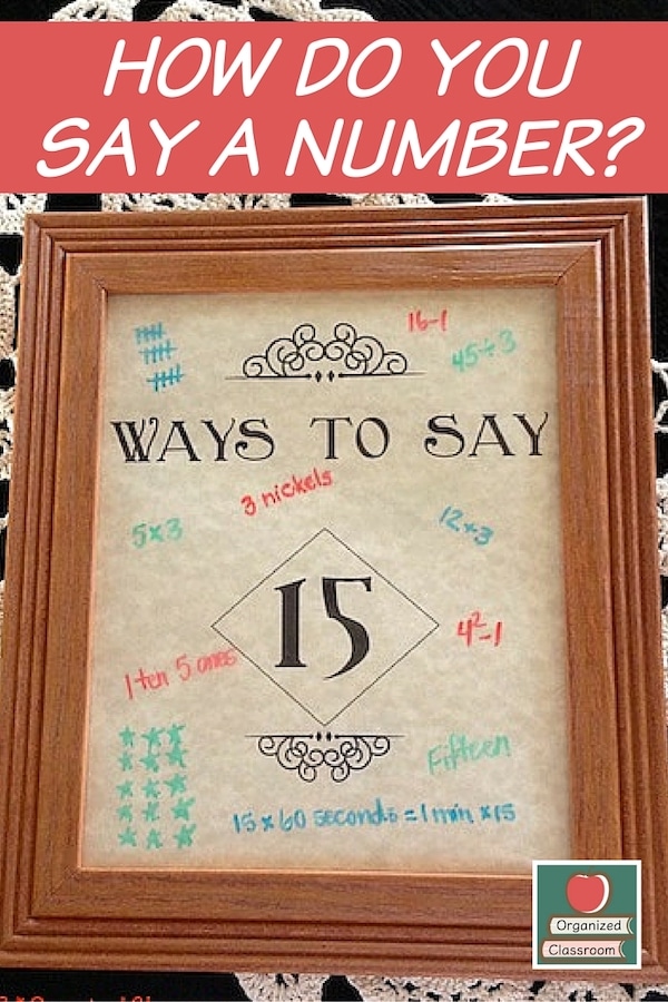 Here is a fun little DIY project for those of you that teach math! I created a “How do you say _____ frame” made out of a cheap dollar store 8″x10″ frame.