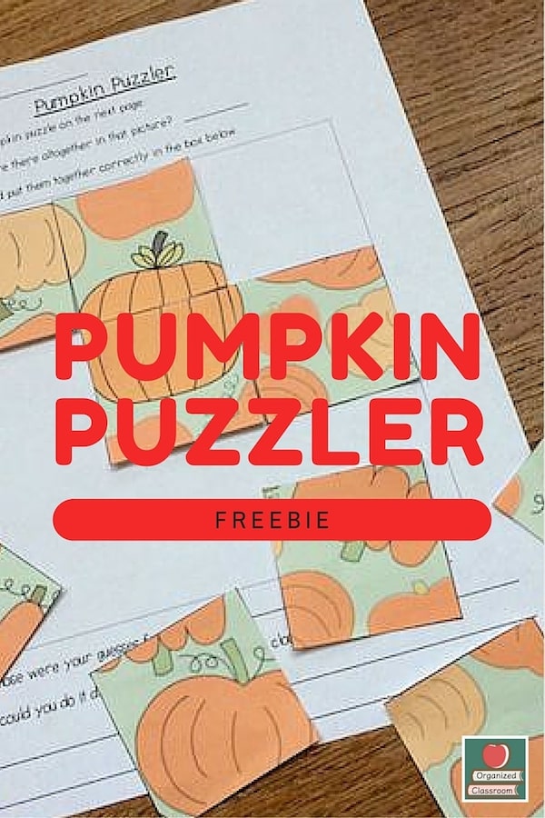 Need an easy activity for fall? Here is a Pumpkin Puzzler Activity to get your students problem solving first thing in the morning or during center time!