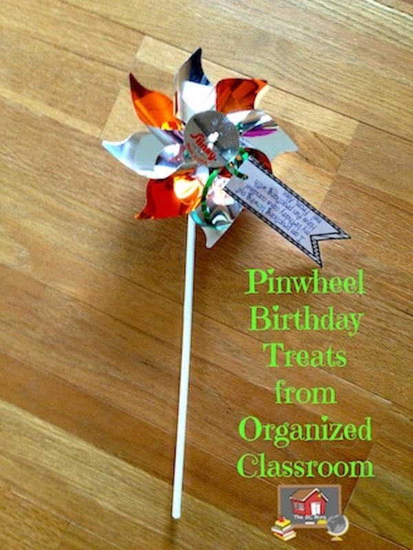 Super easy! Grab 1-2 pinwheels a week from here until the beginning of the school year, make up the birthday tags from me, and you will be all set!