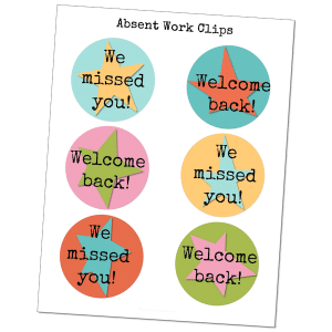 Need something super simple for making sure students who are absent get the work they missed when they return? I made these super fun {and VERY easy} clips