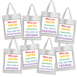 How tough is it when students are switching for classes and their supplies are all over the place? How about a canvas bag for each child? Check out mine!