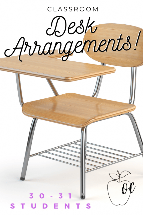 This desk arrangement involves two large S formations in which the students are facing different directions.  It would not be suitable for a lecture-style classroom environment.