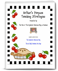 Here is a compiled eBook that is filled with different ideas for teaching author’s purpose! Thanks to the fans of Organized Classroom for collaborating!