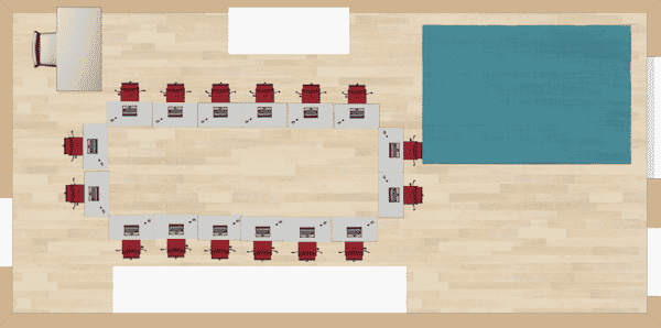 Any interpersonal/speech class or classroom that relies heavily on discussions or presentations will benefit greatly from this seating arrangement.