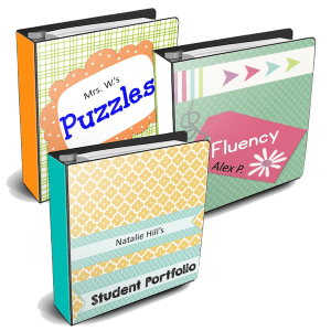 Use binders in your classroom to organize, assess, or teach! Includes freebie covers for student portfolios, fluency folders, and puzzle organization!