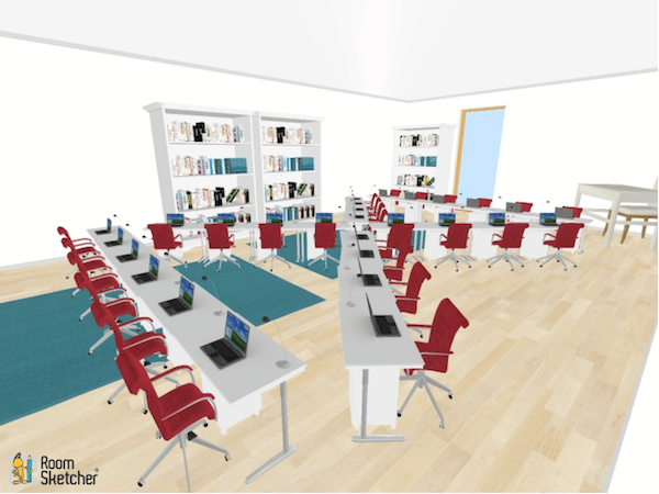 Begin with an X of desks in the middle, and then take the remaining desks and place them around the perimeter.  This arrangement makes a good change in perspectives in the room for a nice break from the usual.