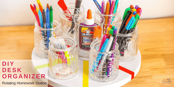 This DIY desk organizer idea is super easy to put together and will hold office supplies you don't want rolling around in a wide open drawer space.