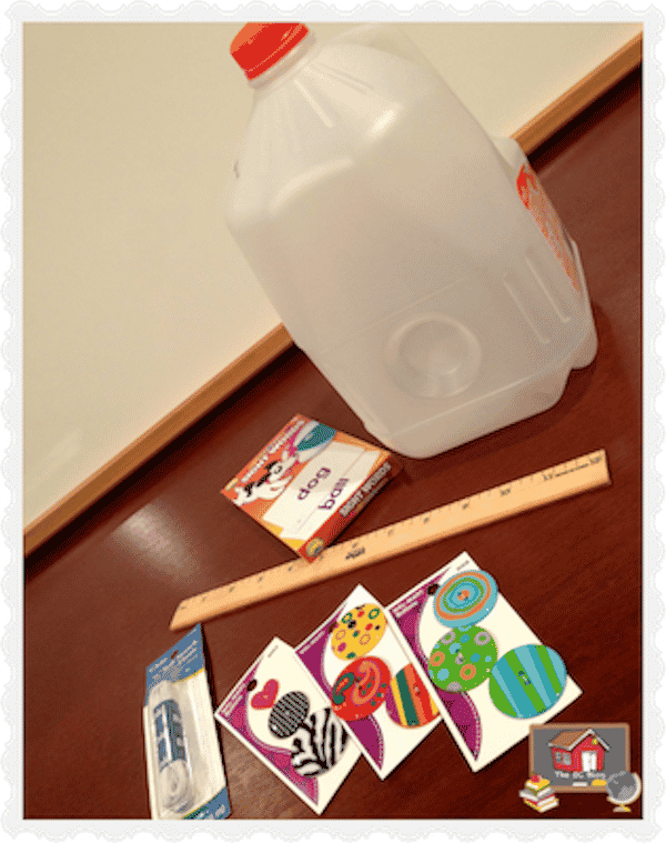 I have a pretty inexpensive option for those of you who would for students to carry flash cards: use a gallon milk jug to make your own! Super fun!