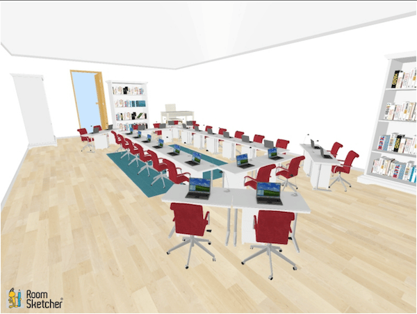 This seating chart consists of a circle of students, with pairs around the outside.  It would be suitable for roundtable discussions.