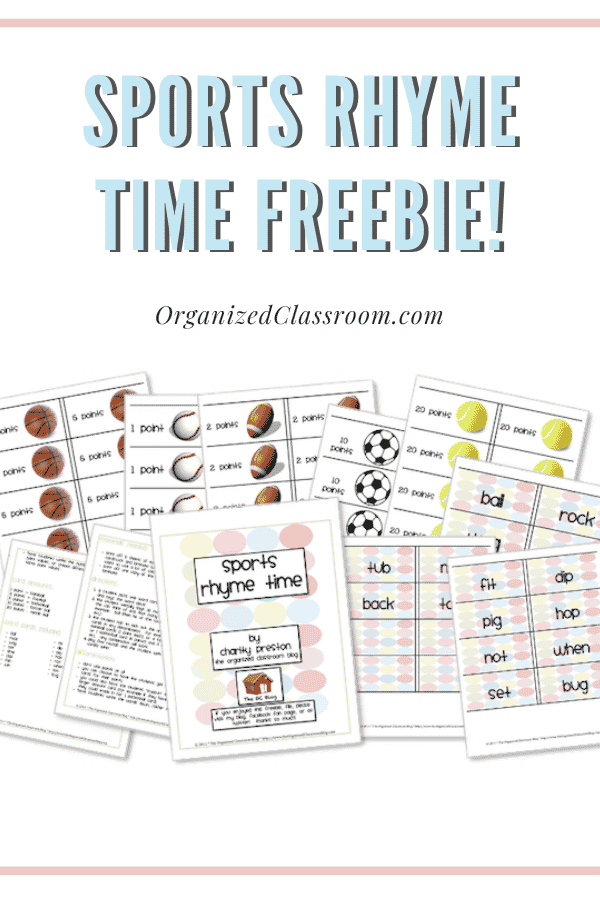 This game is easy to set up - grab the cards. Students will take turns picking word cards and saying rhyming words to go with their chosen card. Have fun!