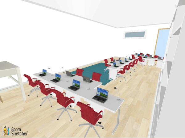 In this arrangement, you can put the students where they need to be for height, so that way they can see over one another.