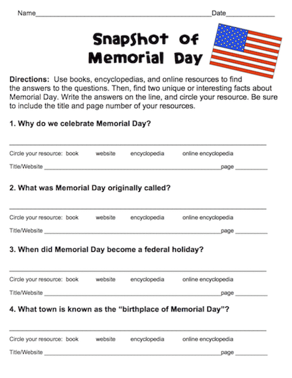 In honor of Memorial Day, I created a few activity pages for the kids to do on Monday in observance of the holiday. Enjoy and please be sure to remember!