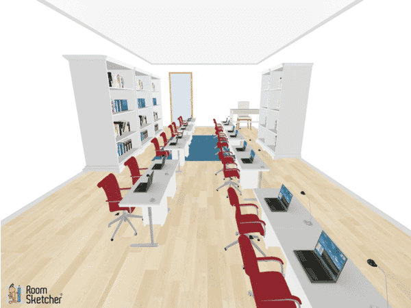 This is just a simple desk setup for standard classroom learning.  Desks are staggered so that student viewing is not impeded by another desk.