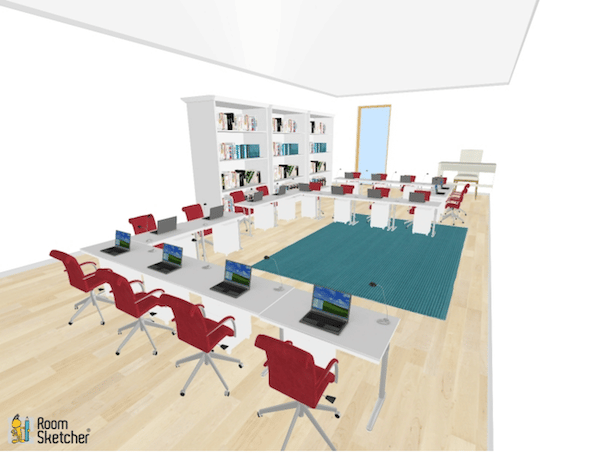 Small L-shapes make for a great work space of desks.  Set up three separate centers to be completed at each L and let the students move from L to L completing the projects.