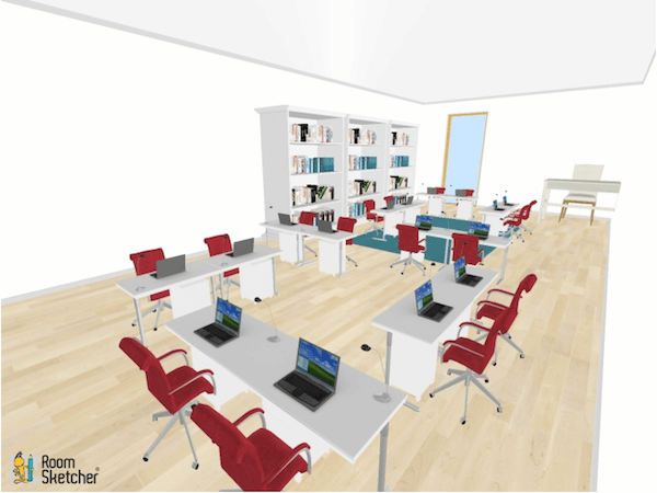 This seating chart is set up almost like a box, but with wider spaces between the desks.  This allows for a lot of movement  from the teacher to travel and make sure the students are understanding the concepts throughout the lesson.