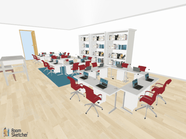 Gives a simple way for small classroom groups to interact with  one another.  All are facing the same common direction.  Parters next to one another or facing partners can also quickly be used at the spur of the moment without rearranging desks.